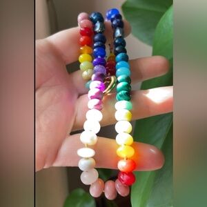 OOAK -  Rainbow Gemstone Fusion Hand Knotted Necklace